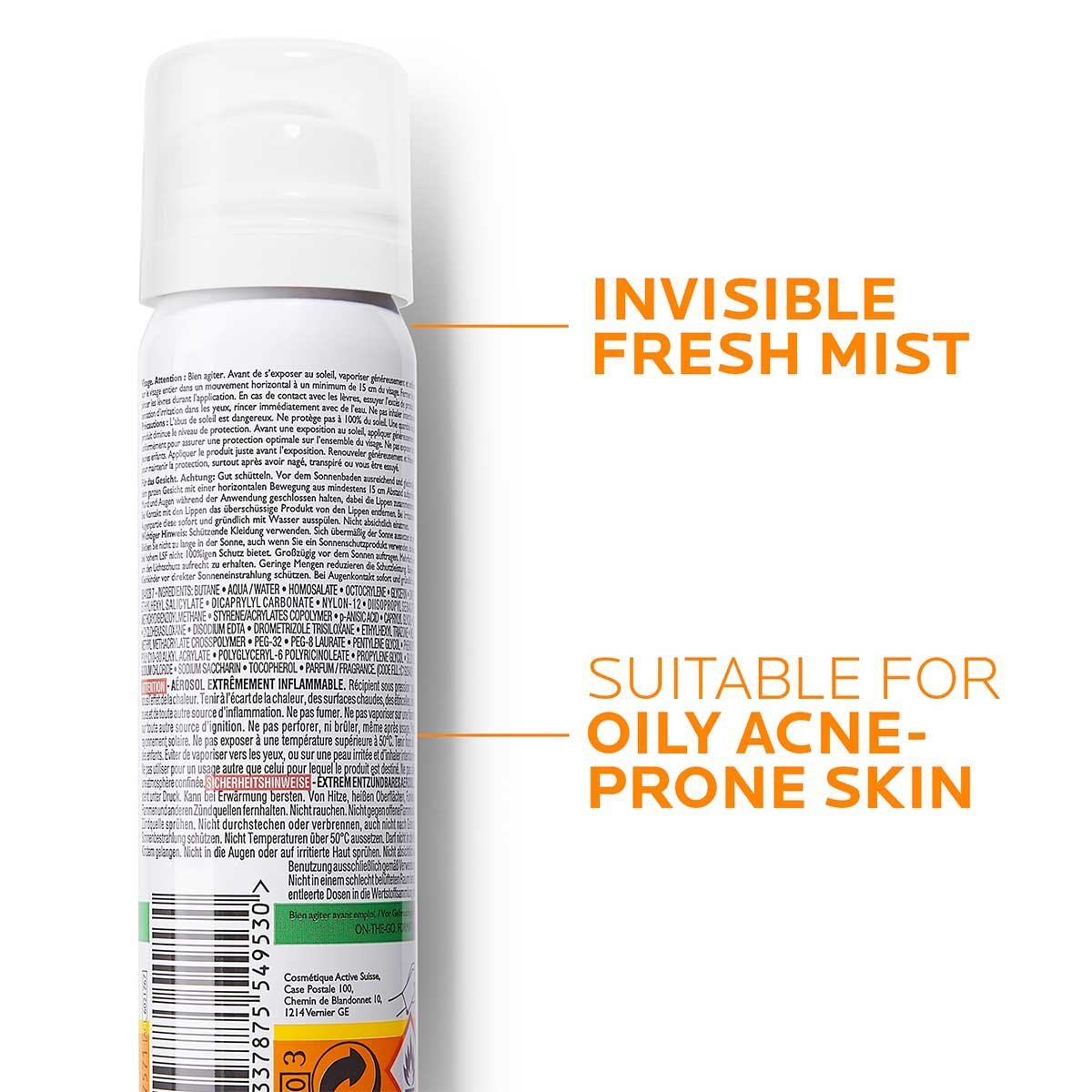 La Roche Posay 產品頁面 陽光 Anthelios Mist全效廣譜抗油光清爽防曬噴霧 Spf50 75ml 3337875549530