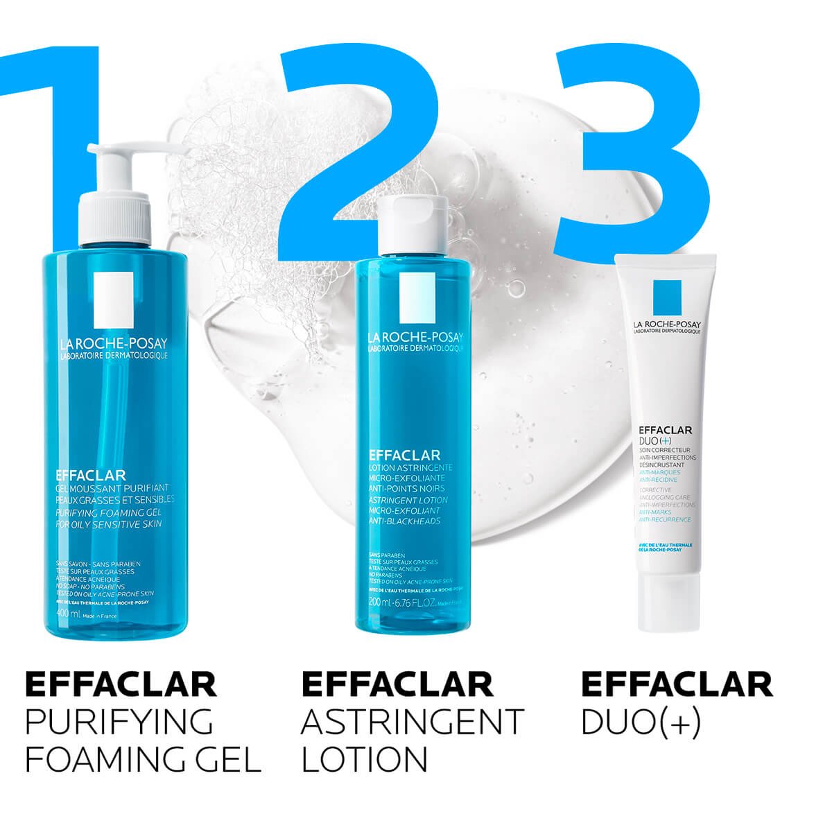 La Roche Posay 產品頁面 粉刺 Effaclar Cleansing Foaming Gel控油潔面啫喱400ml 護膚程序